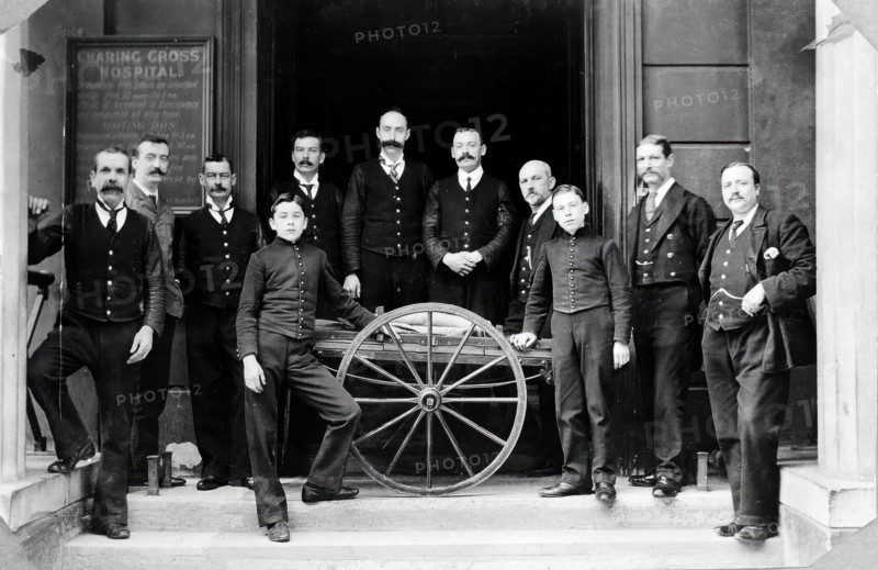 Charing Cross Hospital: portrait of the porters, 1906. Creator: Unknown.