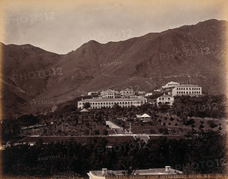 Hong Kong: Botanical Gardens and Albany, looking south from Government House, c1873. Creator: William Pryor Floyd.