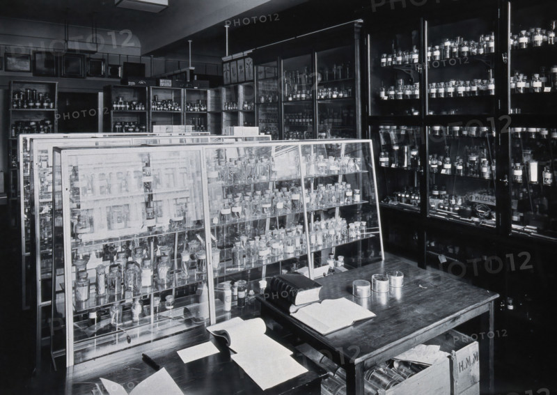 The Wellcome Building, Euston Road, London: working area in the materia medica stores, c1910s. Creator: Unknown.