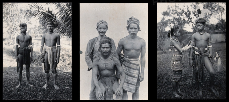 Sarawak: a Kayan and Sea Dayak man, three Land Dayaks, and a Sea Dayak man and woman. Creator: Unknown.