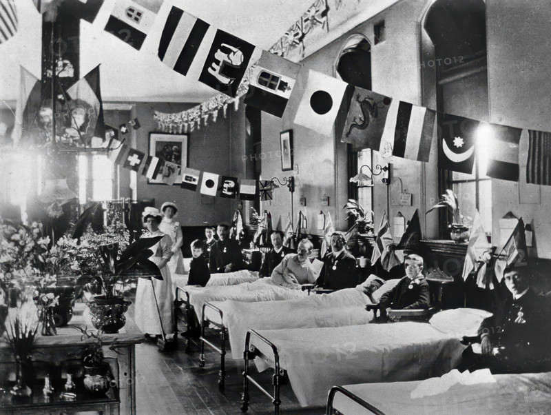 Hahnemann Hospital and Homeopathic Dispensaries, Liverpool: a ward, decorated with..., (1910?). Creator: Unknown.