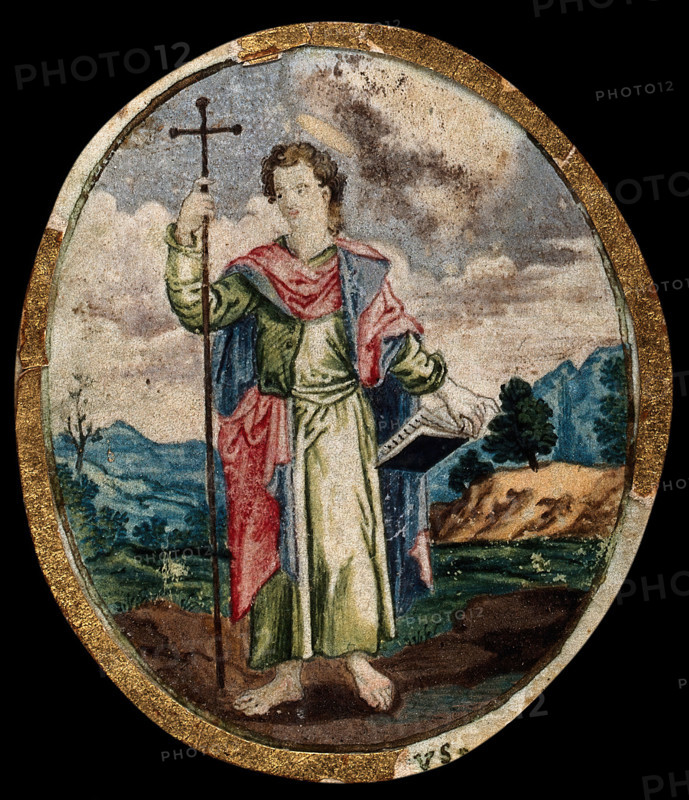 Saint John the Baptist in the wilderness, holding a cross, 1700-1799. Creator: Unknown.