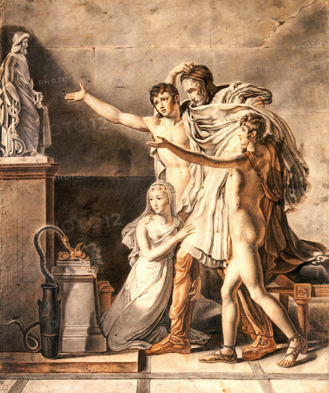 Four people praying to Aesculapius, late 18th-early 19th century? Creator: Circle of Pierre-Narcisse Guérin.