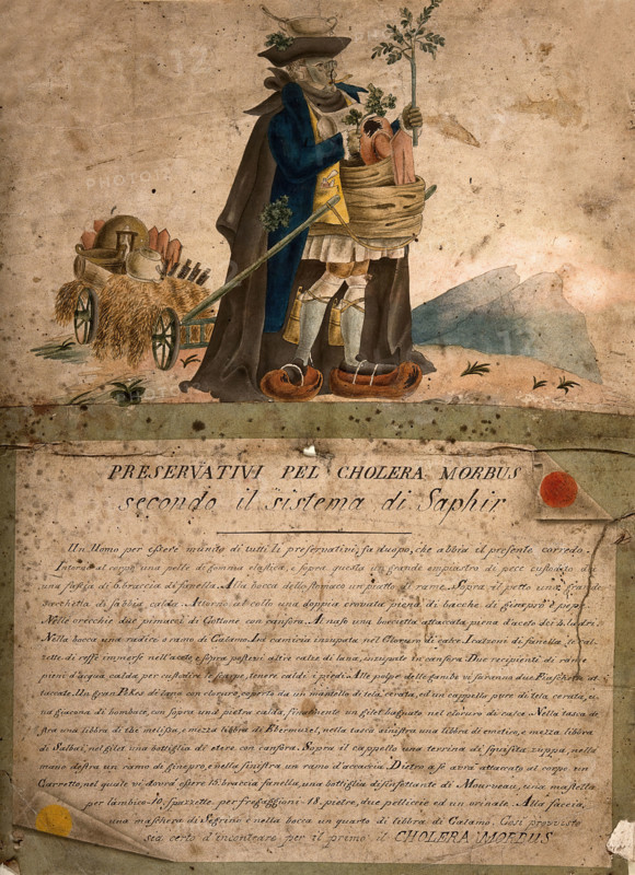 Preservativi pel Cholera Morbus secondo il Sistema di Saphir, 1832.  Creator: Moritz Gottlieb Saphir.