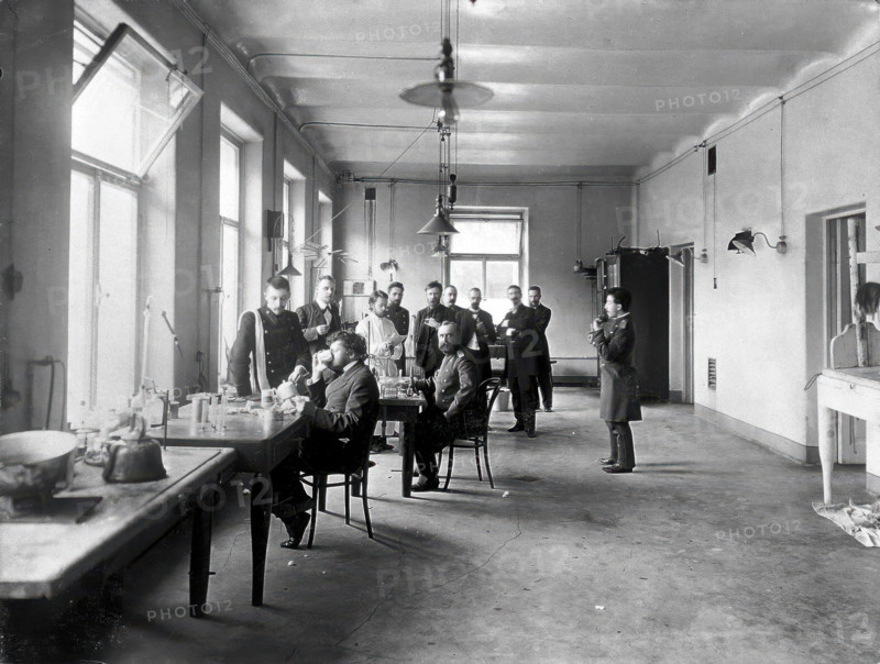 IP Pavlov and students in the vivisection room, Physiology Department at the Imperial..., [1904]. Creator: Unknown.