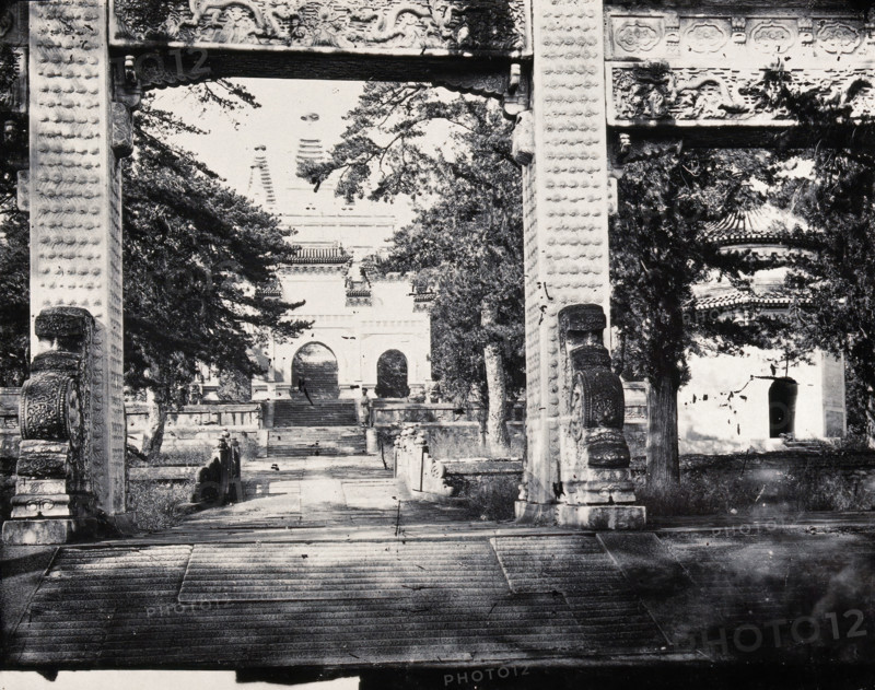 Biyunsi (Temple of Azure Clouds), Beijing: the Jingangta (Diamond Sutra Pagoda), viewed...1871. Creator: John Thomson.