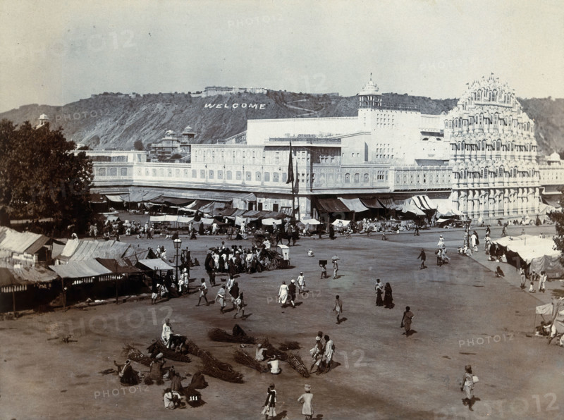 Jaipur: Palace of the winds, with the market place around, 19th century. Creator: Unknown.