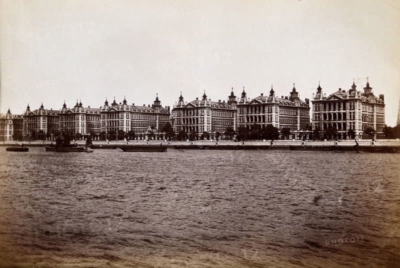 St Thomas's Hospital, Lambeth: exterior seen from across the Thames, c1890s. Creator: Unknown.