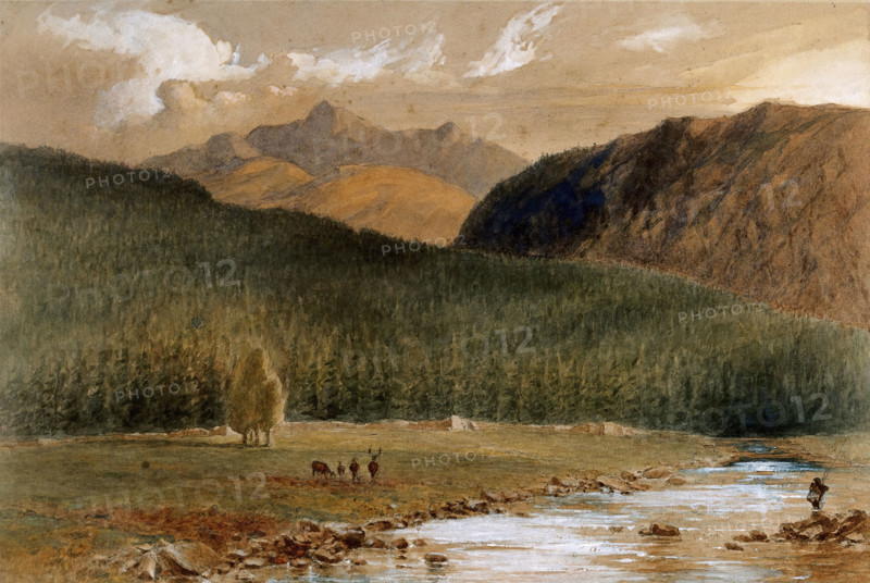 Loch Iregah (?) from the Dee at Inver (?), Aberdeenshire, 1889. Creator: James Billington Coughtrie.