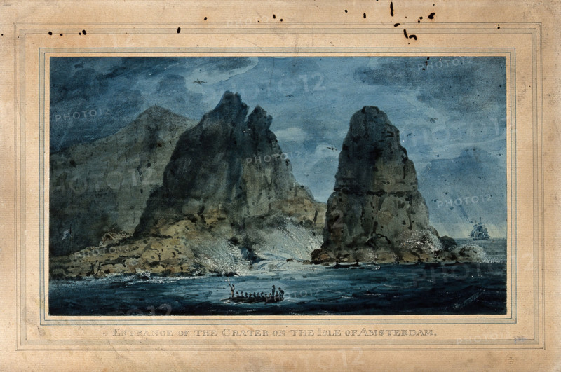 Entrance to the crater of the island of Amsterdam, Indian Ocean, 11 October 1804. Creator: Edward Hawke Locker.