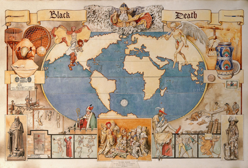 Black Death - pictorial diagram..., late 19th-early 20th century?  Creator: Monro Scott Orr.