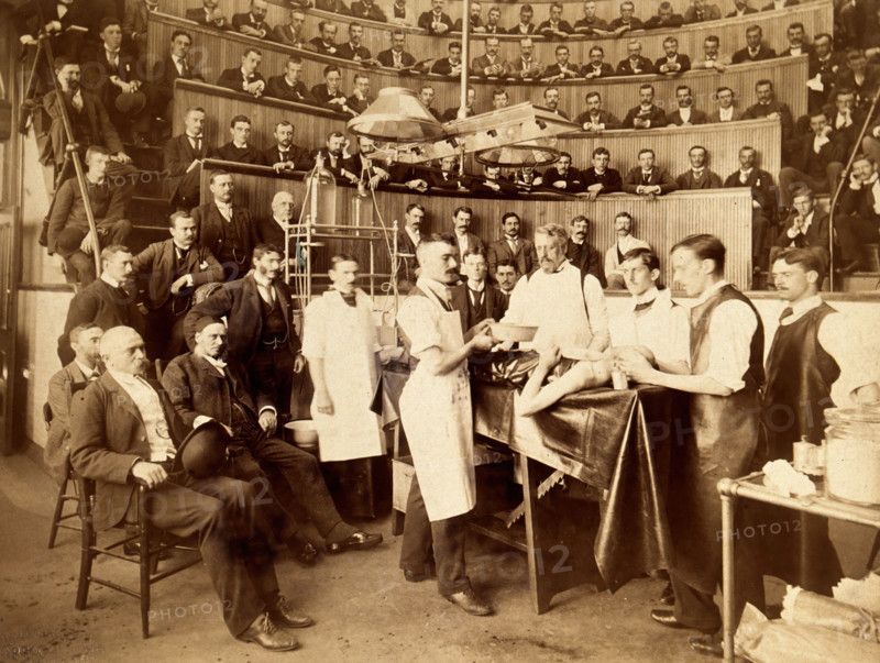 Sir William MacCormac about to perform a surgical operation at the Bellevue Hospital, New York, 1891 Creator: Unknown.