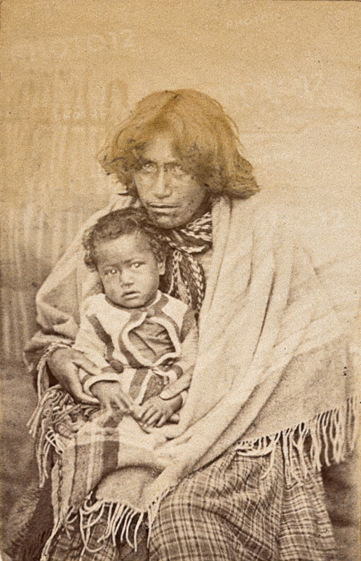 New Zealand: a Maori woman and child, 19th century. Creator: Unknown.