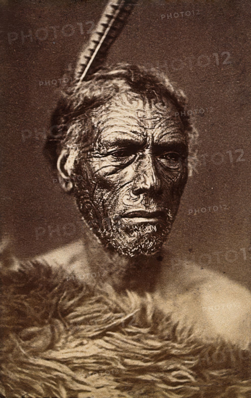 New Zealand: a Maori man, 19th century. Creator: Unknown.