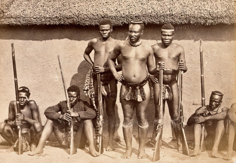 South Africa: a group of Zulu men with rifles, 19th century. Creator: Unknown.