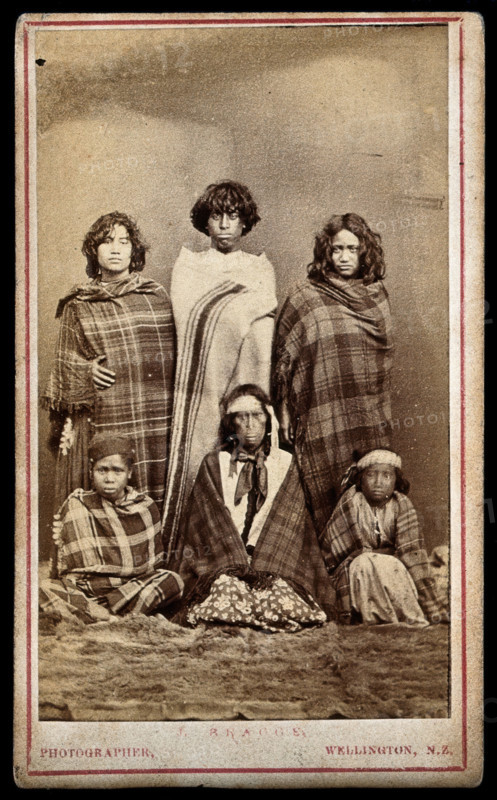 Six Maori people, c1870s. Creator: James Bragge.
