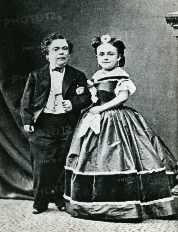 Two dwarfs: "Tom Thumb" (Charles Sherwood Stratton) (1838-1883) and his wife Lavinia... , c1865. Creator: Unknown.