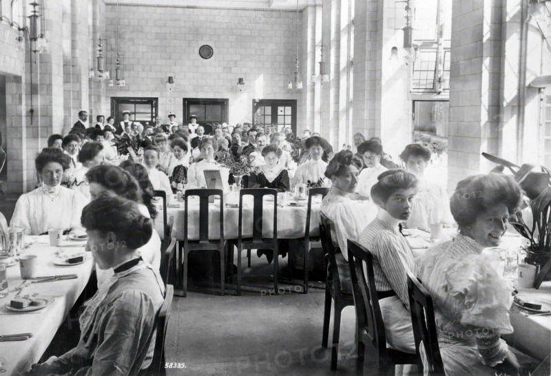 King Edward VII Sanatorium, Midhurst, Sussex: nurses and medical staff (?) about to dine, 1907. Creator: Unknown.
