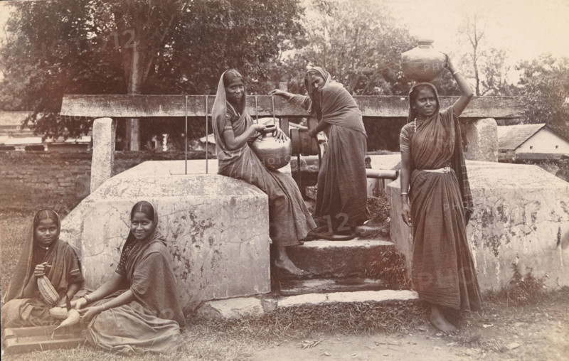 Hassan, Karnataka, India: young women fetching water from a well at an orphanage, [1900?]. Creator: Unknown.