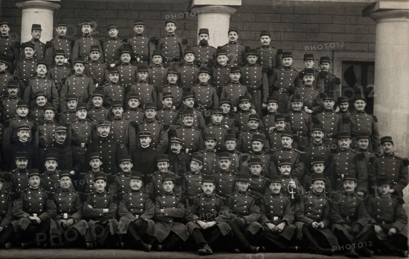 French soldiers including Louis de Broglie (front row, third from right), 1914. Creator: Unknown.
