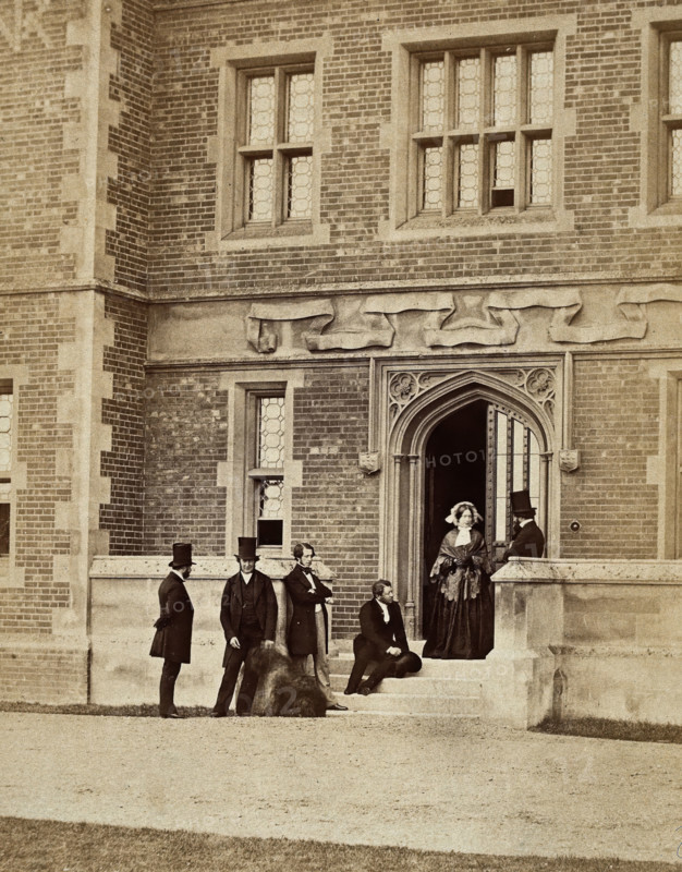 Group of six people with a sheepdog, c1860s. Creator: Unknown.