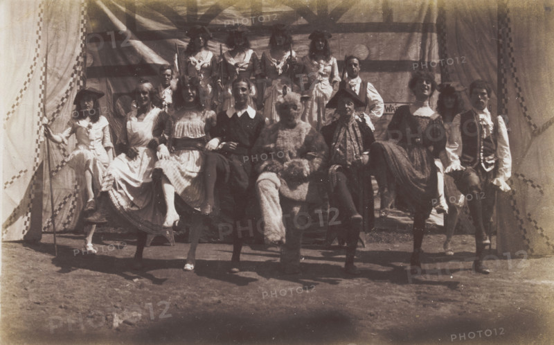 British servicemen dancing in a line, some are in drag, c1918. Creator: Unknown.
