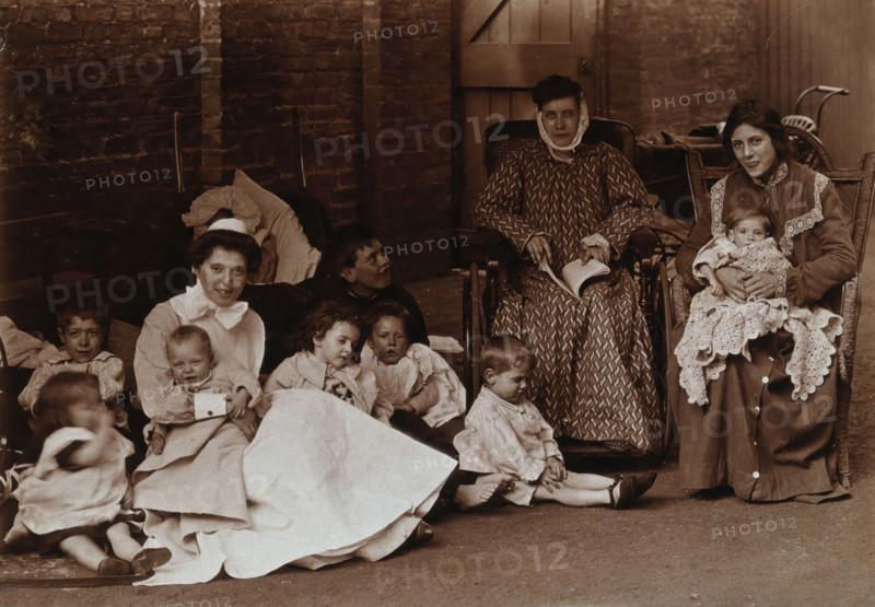 St Mary's Hospital, Plaistow: patients, children and a nurse, 1904. Creator: Unknown.