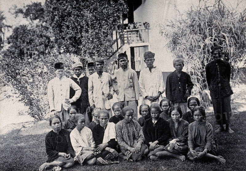 Sarawak: people of the Sibuyaus tribe from the Lundu region, c1900. Creator: Unknown.