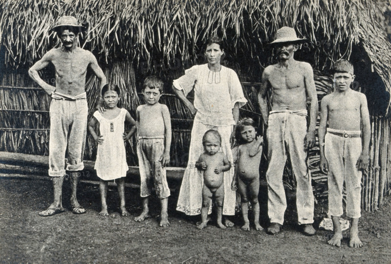 Panama Indian family outside a traditional hut,  1900/1910. Creator: Unknown.