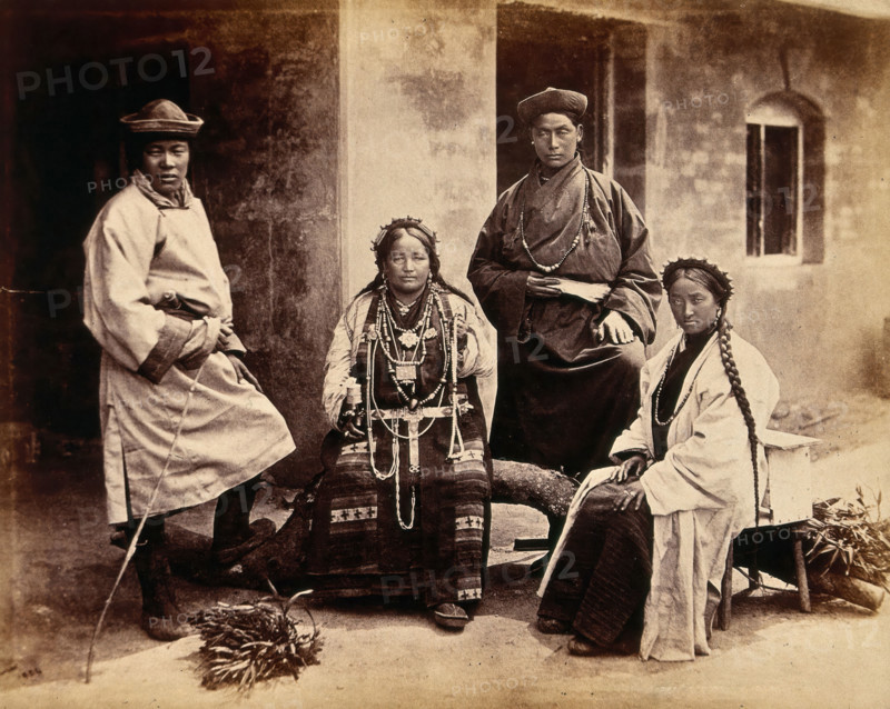 Darjeeling, India: women and men in traditional dress, 1904. Creator: Unknown.