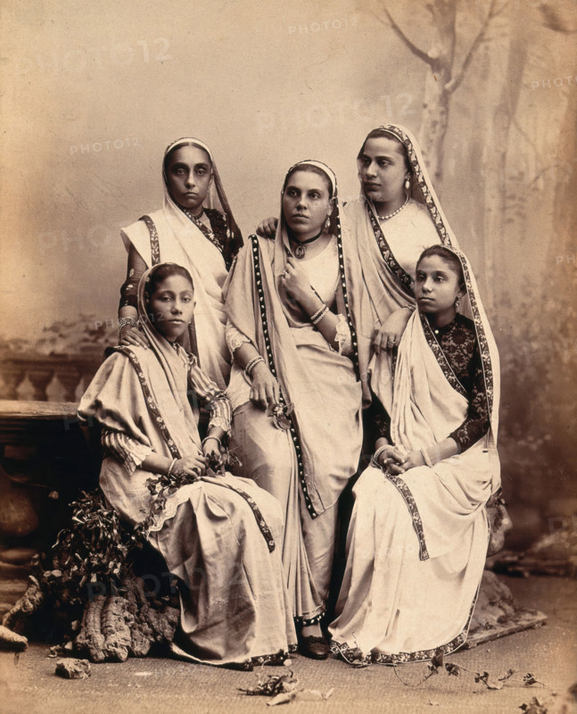 Parsee women wearing saris: group portrait, c1900. Creator: Unknown.