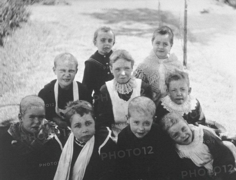 Gloucester smallpox epidemic, 1896: nine convalescent children, 1896. Creator: HCF of Gloucester.