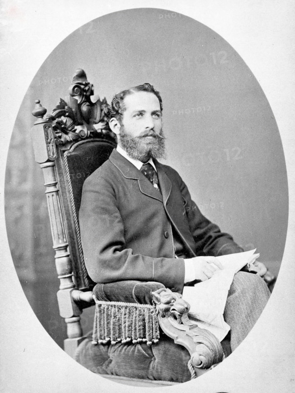 Arthur Schuster, seated, facing left, aged about 38, c1888. Creator: L Suscipj.