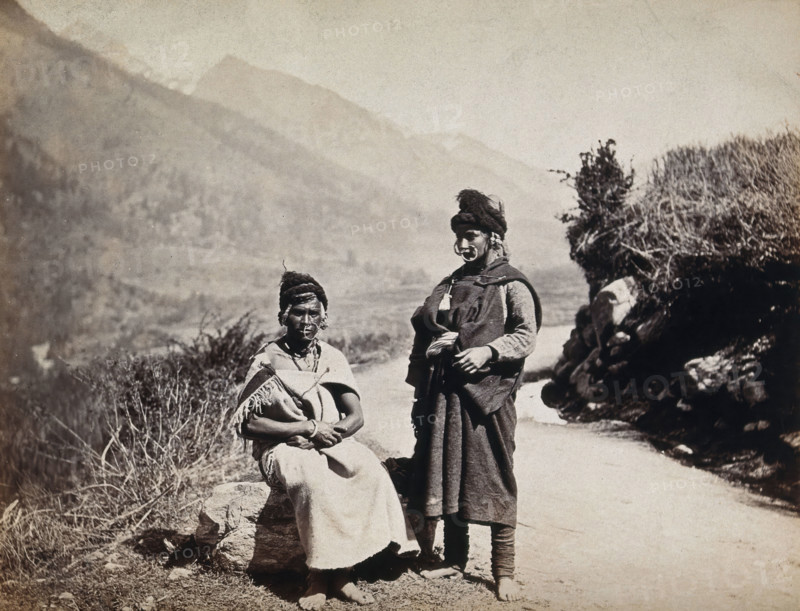 Kulu, Himachal Pradesh: two women wearing large nose rings, between 1800 and 1899. Creator: Unknown.