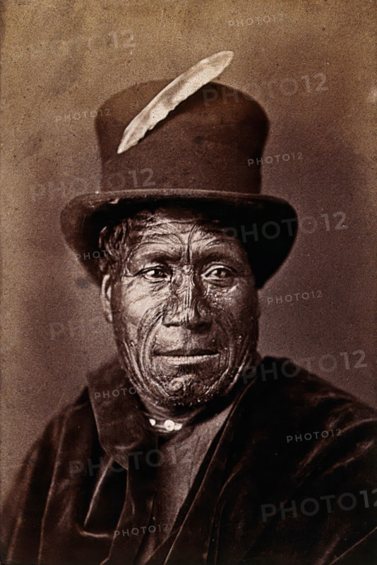 New Zealand: a Maori man, between 1800 and 1899. Creator: Unknown.