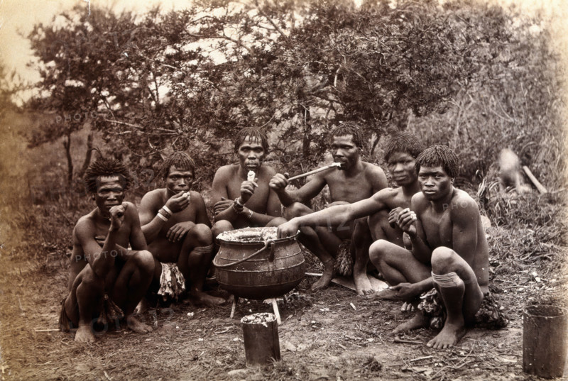 South Africa: Natal people eating, between 1800 and 1899. Creator: Unknown.