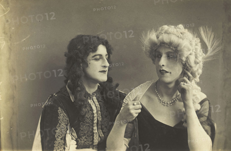 Two men in elaborate drag, [between 1920 and 1929?]. Creator: Unknown.