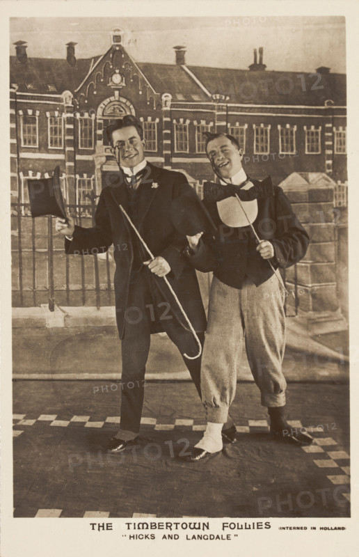 Two British soldiers dressed smartly, performing for "The Timbertown Follies", at a..., [1910-1919?] Creator: Unknown.