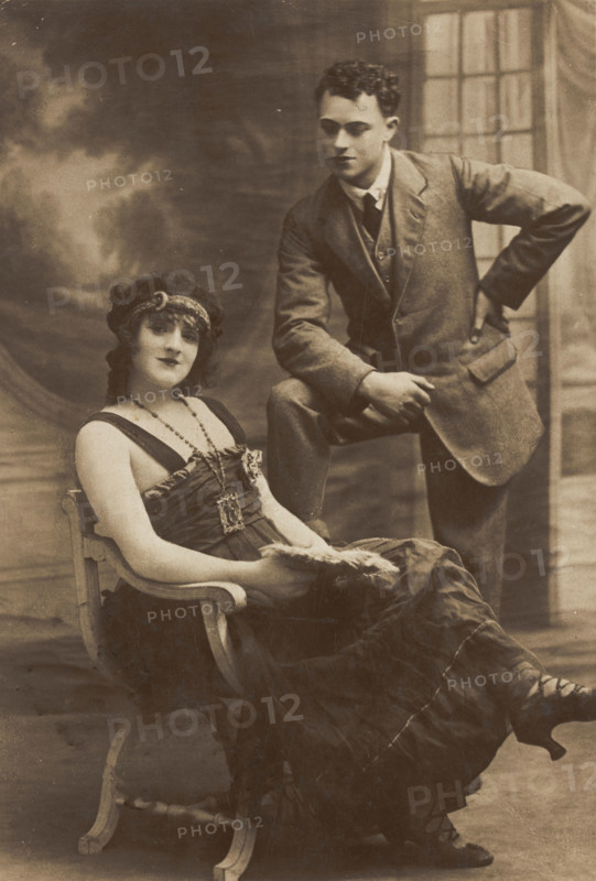 L'Alouette and Arthur Frith of 'The Goods' concert party, posing on stage, (between 1910 and 1919?). Creator: Unknown.