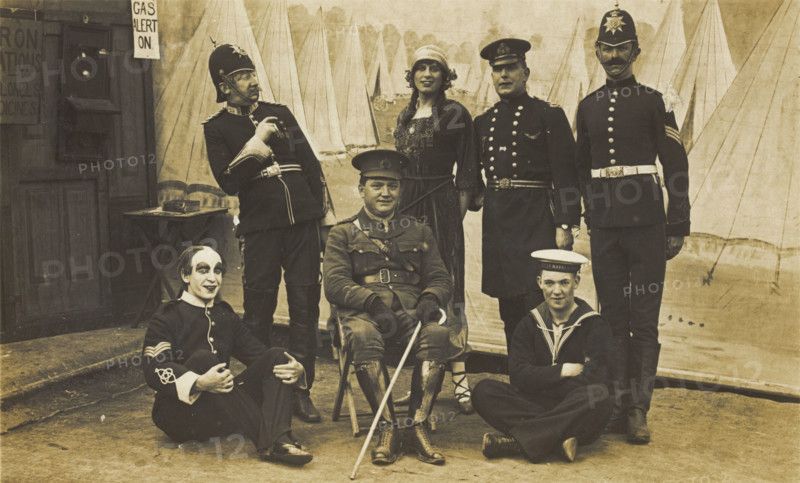 Characters on the set of a play, (between 1910 and 1919?). Creator: Unknown.