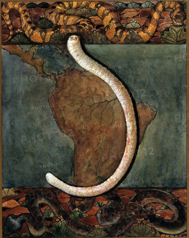 Parasites: a parasitical worm, shown much enlarged, with its hosts, c1930. Creator: J Svoboda.