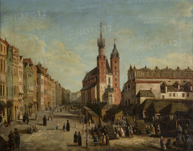 Main Market Square in Krakow with a View towards Mikolajska Street, c1858. Creator: Ludwik Krafft.