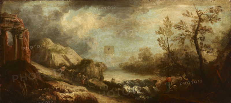 Landscape with a River and Temple Ruins,1st half of 18th century. Creator: Unknown.