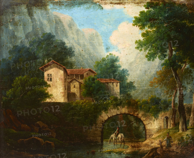 Landscape with a Bridge, 19th century. Creator: Unknown.