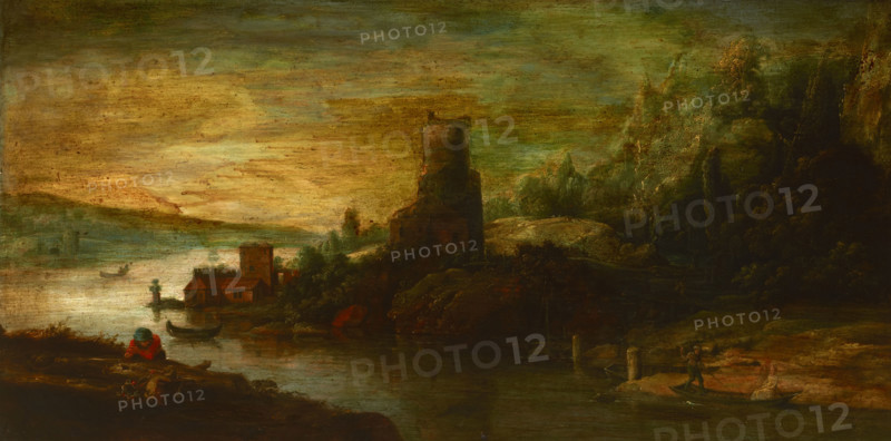 Landscape with a Tower by the Lake, 17th century. Creator: Unknown.