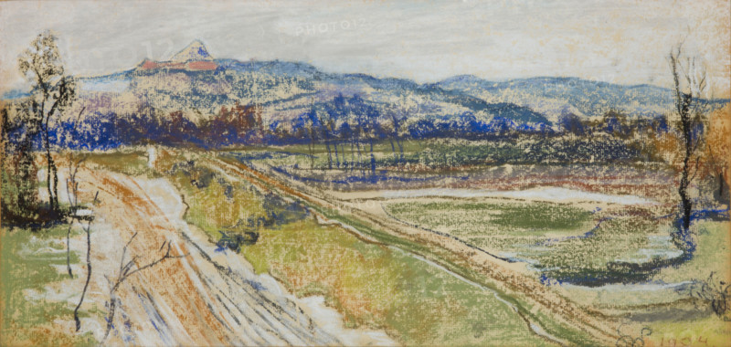View of the Kosciuszko Mound in Krakow from the Window in the Artist's Studio, 1904. Creator: Stanislaw Wyspianski.