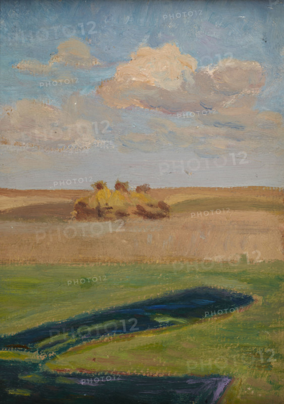 Landscape with Stacks, 1900. Creator: Unknown.