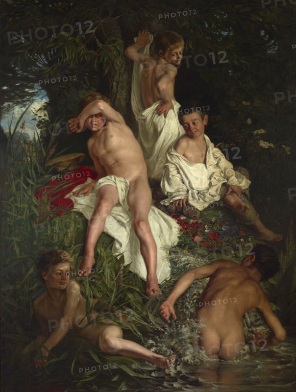 Boys Bathing, 1877. Creator: Kazimierz Pochwalski.