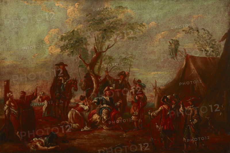 Battle Scene-In the Military Camp, 18th century. Creator: Unknown.