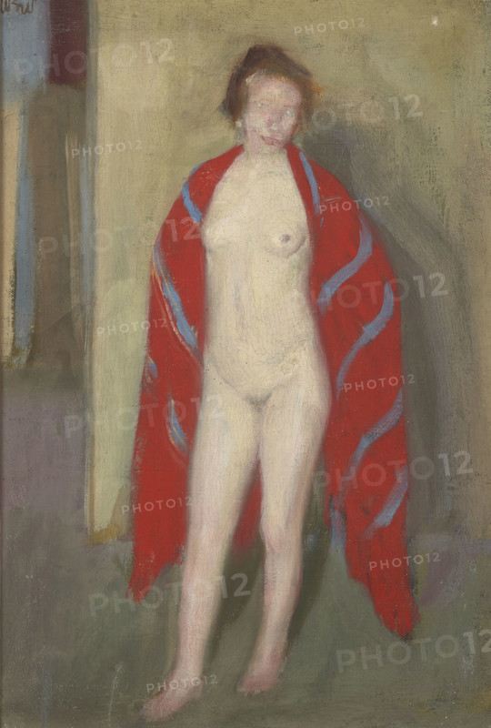 Nude in a Red Shawl, 1910. Creator: Wojciech Weiss.